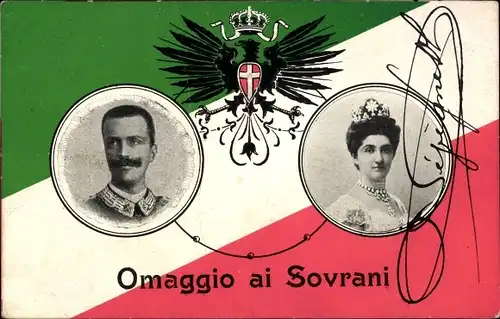 Wappen Ak König Viktor Emanuel III. und Königin Elena von Montenegro