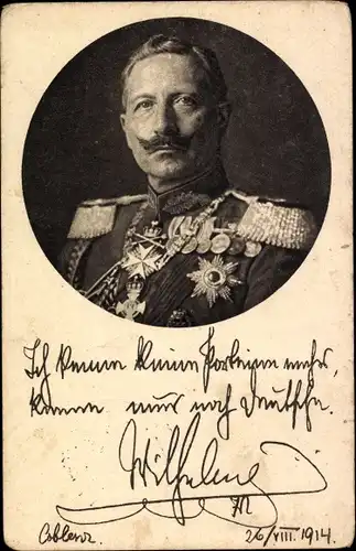 Ak Kaiser Wilhelm II., Portrait, Uniform, Orden