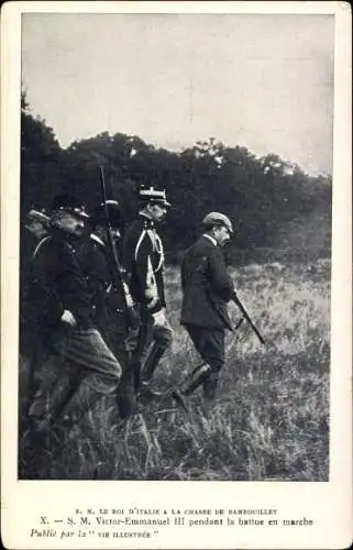 Ak Rambouillet Yvelines, König Viktor Emanuel III. von Italien auf der Jagd