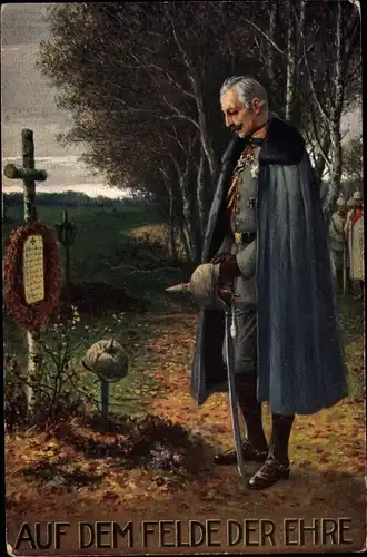 Ak Kaiser Wilhelm II., Auf dem Felde der Ehre, Soldatengrab, I. WK