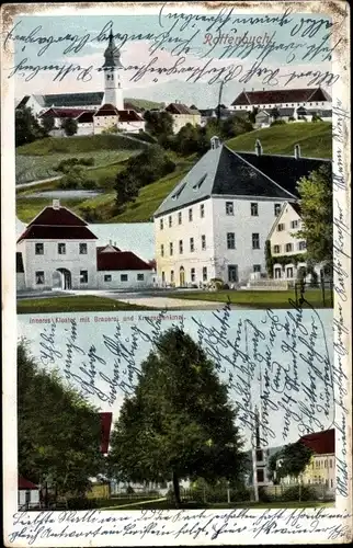 Ak Rottenbuch in Oberbayern, Kloster, Brauerei, Kriegerdenkmal, Totalansicht