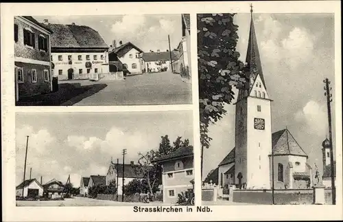 Ak Strasskirchen Straßkirchen bei Straubing Niederbayern, Pfarrkirche St. Stephanus, Teilansichten