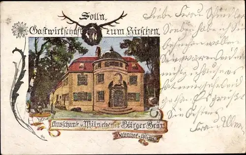 Ak Solln München, Gastwirtschaft zum Hirschen, Ausschank Münchener Bürgerbräu