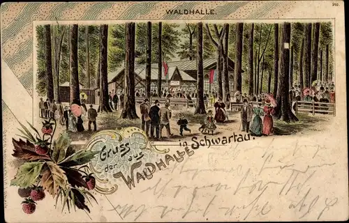 Litho Bad Schwartau in Holstein, Gasthaus Waldhalle, Erdbeeren