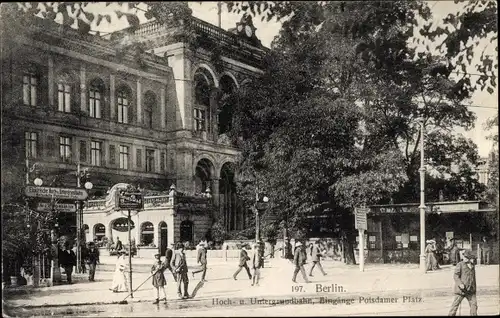 Ak Berlin Tiergarten, Potsdamer Platz, Eingang zur Hochbahn, Untergrundbahn