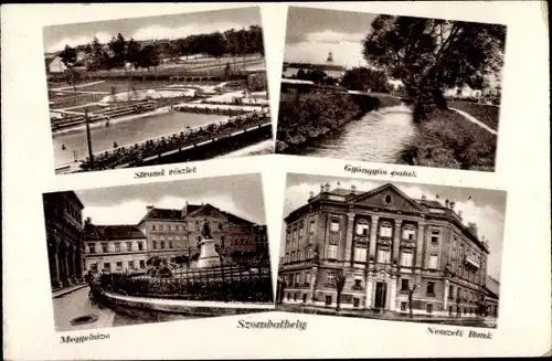 Ak Szombathely Steinamanger Ungarn, Platz, Denkmal, Bank