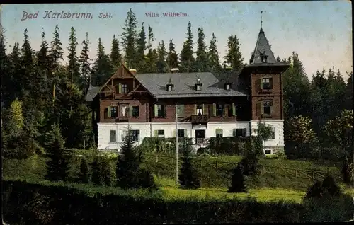 Ak Karlova Studánka Bad Karlsbrunn Mährisch Schlesien, Villa Wilhelm