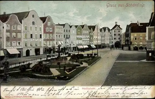 Ak Schärding in Oberösterreich, Stadtplatz