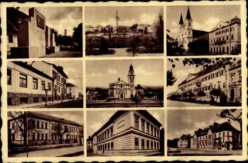 Ak Zalaegerszeg Egersee Ungarn, Teilansichten, Kirche, Denkmal