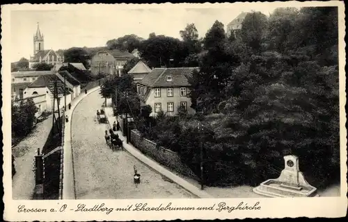 Ak Krosno Odrzańskie Crossen Oder Ostbrandenburg, Stadtberg, Bergkirche, Schaedebrunnen