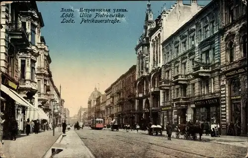 Ak Lodz Lodsch Polen, Petrikauer Straße