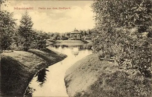 Ak Piła Schneidemühl Pommern, Partie aus dem Stadtpark