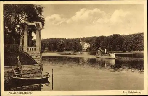 Ak Neu Babelsberg Potsdam in Brandenburg, Partie am Griebnitzsee, Villa, Salondampfer