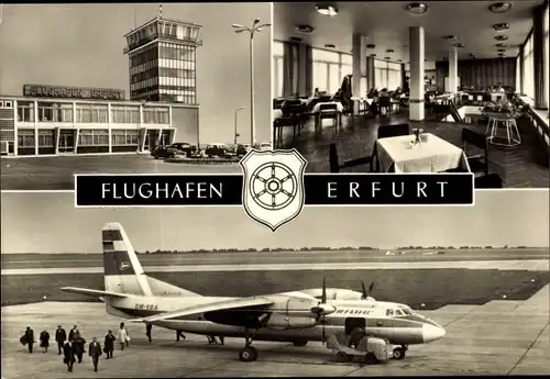 Ak Erfurt in Thüringen, Flughafen, Passagierflugzeug der Interflug, DM-SBA