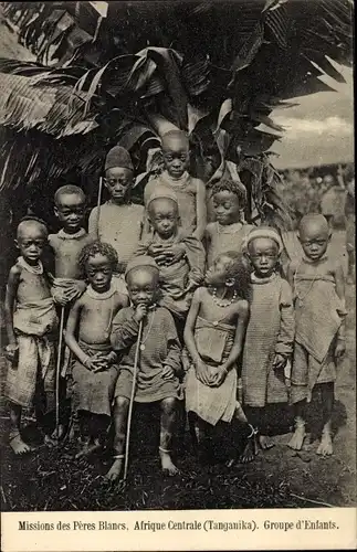 Ak-Missionen der Weißen Väter, Zentralafrika, Tanganika, Kindergruppe