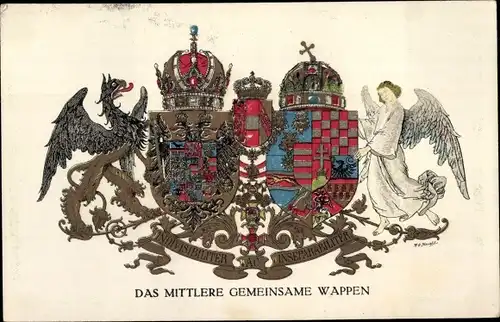 Wappen Ak Das mittlere gemeinsame Wappen, Österreich Ungarn