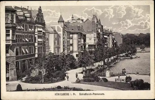 Ak Kaliningrad Königsberg Ostpreußen, Schlossteich-Promenade