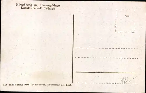 Ak Jelenia Góra Hirschberg Riesengebirge Schlesien, Kornlaube mit Rathaus