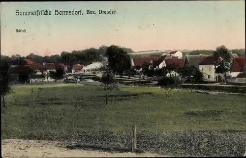 Ak Hermsdorf Ottendorf Okrilla Sachsen, Gesamtansicht, Schloss