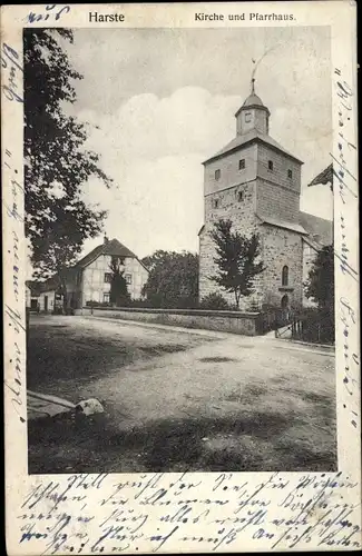 Ak Harste Bovenden Niedersachsen, Kirche, Pfarrhaus