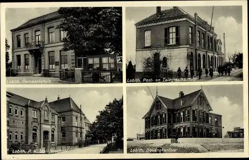 Ak Lobith Rijnwaarden Gelderland, Rathaus, Postamt, Mädchenschule, Zollamt