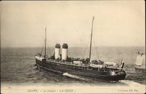 Ak Dieppe Seine-Maritime, Le Steamer La Seine, Messageries Maritimes