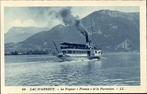 Ak Lac d’Annecy, Le Vapeur France und Parmelan