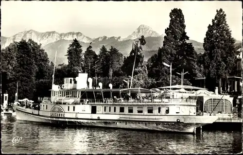 Ak Évian les Bains Haute Savoie, Lausanne au Port, Dent d’Oche