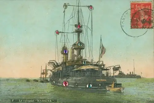 Glitzer Ak Französisches Kriegsschiff, Massena
