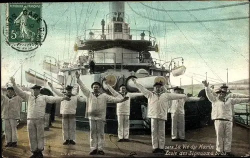 Ak Französische Seeleute, Zeichensignale