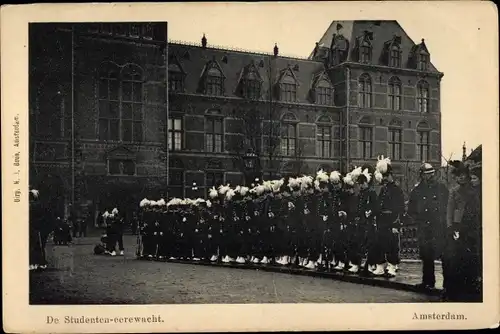 Ak Amsterdam Nordholland Niederlande, De Studenten-eerewacht