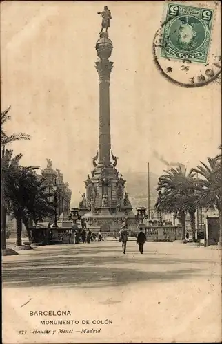 Ak Barcelona Katalonien Spanien, Columbus-Denkmal