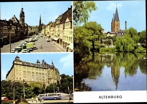 Ak Altenburg in Thüringen, Markt, Schloss, Kleiner Teich, Rote Spitzen, Bus