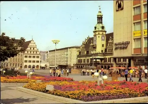 Ak Leipzig in Sachsen, Altes Rathaus, Messehaus am Markt