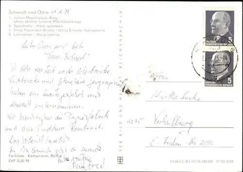 Ak Schwedt an der Oder, Julian Marchlewski Ring, Sporthalle, Ernst Thälmann Straße, Leninallee