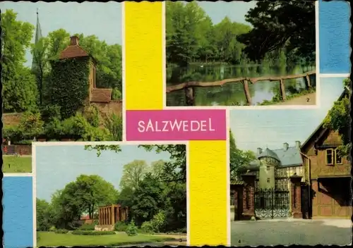 Ak Salzwedel in der Altmark, Hungerturm, Park des Friedens, Burggarten, Danneil-Museum