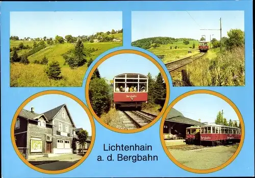 Ak Lichtenhain an der Bergbahn Thüringen, Oberweißbacher Bergbahn, Thüringer Hof, Bahnhof