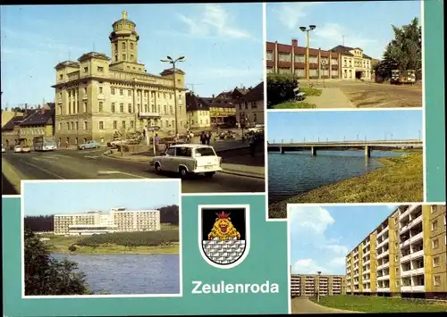 Ak Zeulenroda Thüringen, FDGB Erholungsheim Talsperre, Rathaus, Kreiskulturhaus DSF, Rötlein