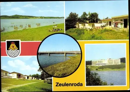 Ak Zeulenroda Thüringen, Strandbad, Bungalowdorf Zadelsdorf, FDGB Erholungsheim Talsperre Zeulenroda