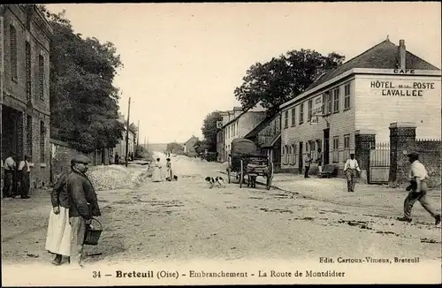 Ak Breteuil Oise, Kreuzung, Route de Montdidier, Hotel de la Poste