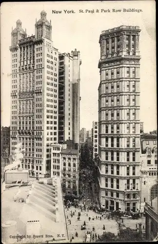 Ak New York City USA, St. Paul und Park Row Buildings