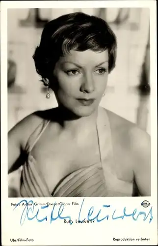 Ak Schauspielerin Ruth Leuwerik, Portrait, Autogramm