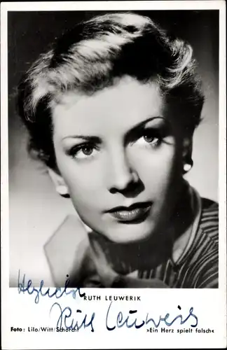 Ak Schauspielerin Ruth Leuwerik, Portrait, Autogramm