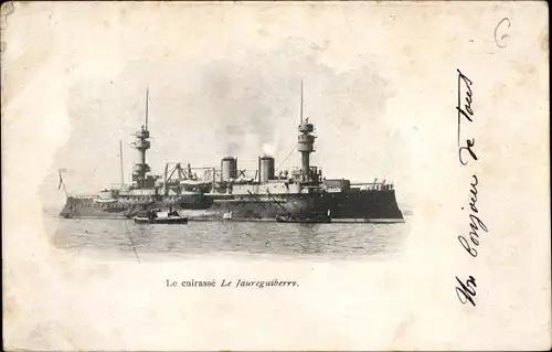Ak Französisches Kriegsschiff, Jaureguiberry, Cuirassé