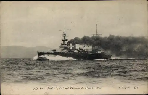 Ak Französisches Kriegsschiff, Justice, Cuirassé d'Escadre