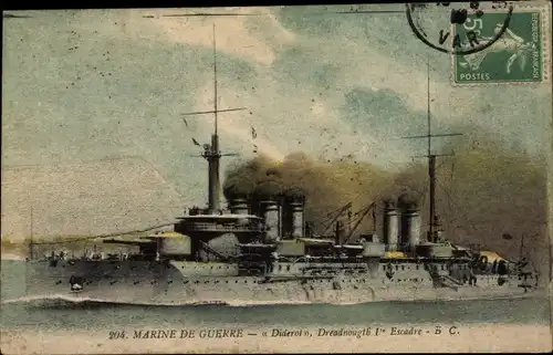 Ak Französisches Kriegsschiff, Diderot, Dreadnought