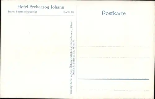 Ak Semmering in Niederösterreich, Hotel Erzherzog Johann im Winter