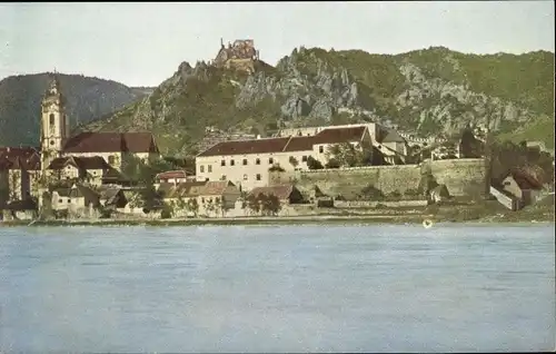Ak Dürnstein an der Donau Wachau Niederösterreich, Teilansicht mit Burg St. Michael