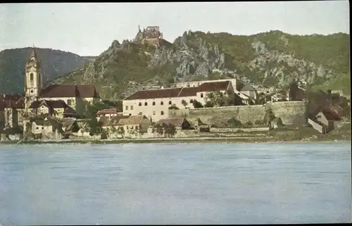 Ak Dürnstein an der Donau Wachau Niederösterreich, Teilansicht mit Burg St. Michael