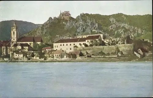 Ak Dürnstein an der Donau Wachau Niederösterreich, Teilansicht mit Burg St. Michael